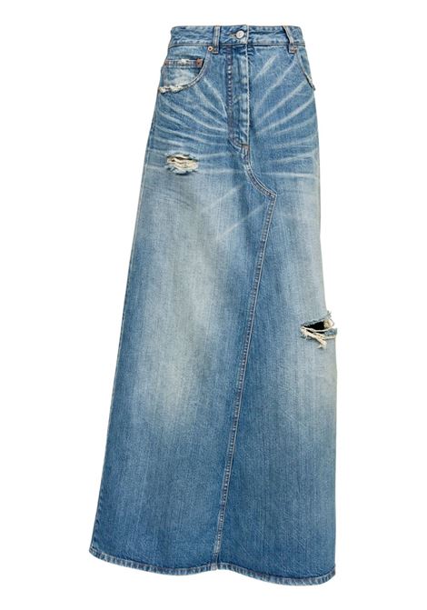 Blue logo-patch midi skirt Mm6 maison margiela - women MM6 MAISON MARGIELA | S52MI0016M30016961